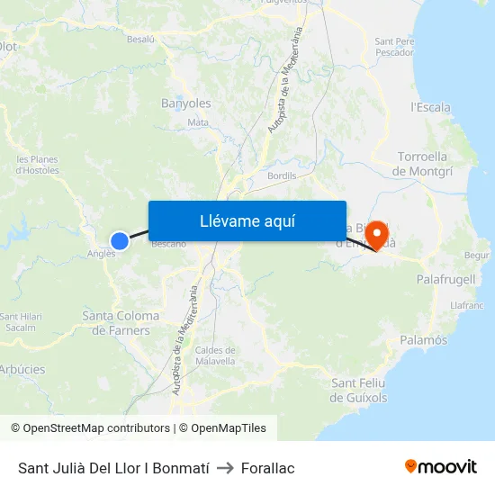Sant Julià Del Llor I Bonmatí to Forallac map