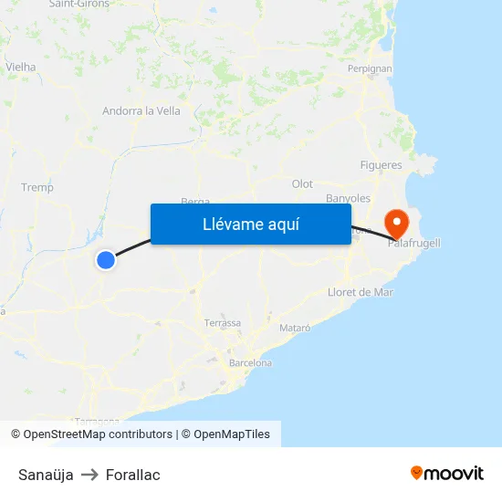 Sanaüja to Forallac map