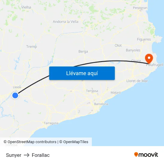 Sunyer to Forallac map