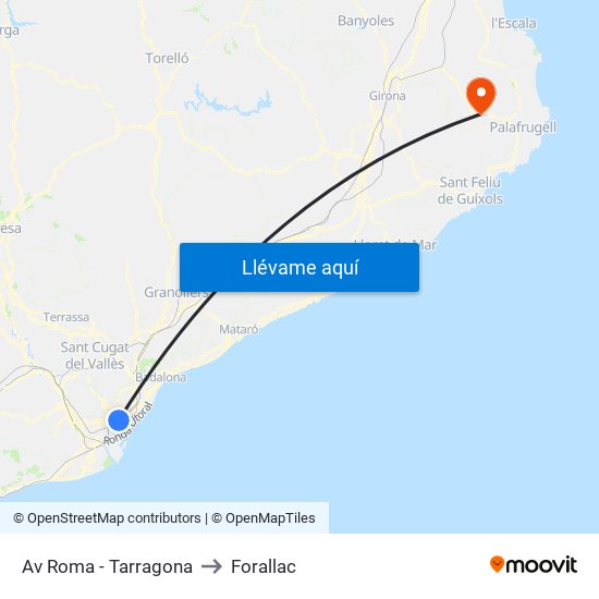 Av Roma - Tarragona to Forallac map