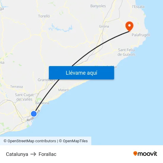 Catalunya to Forallac map