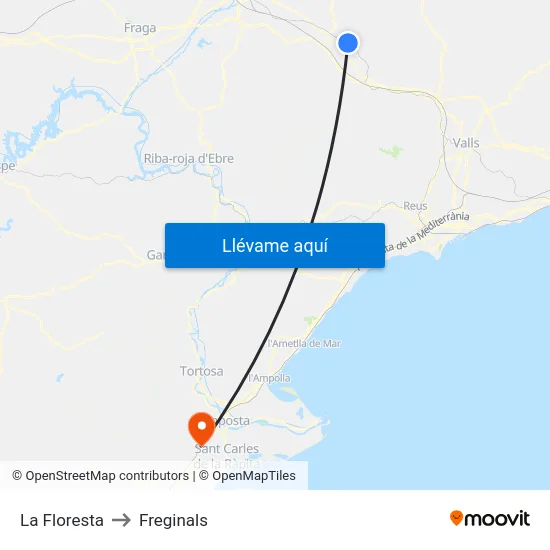 La Floresta to Freginals map