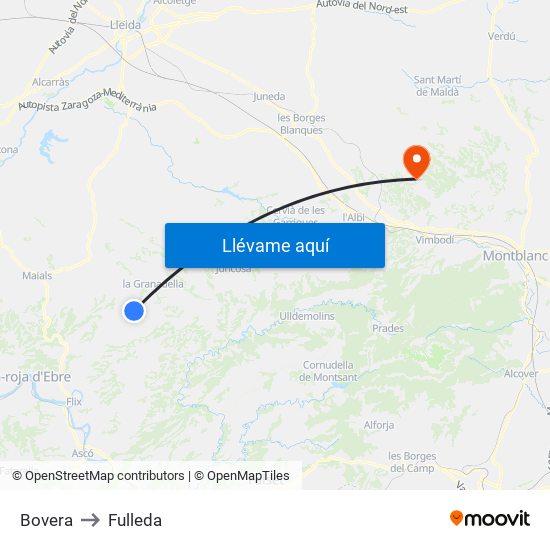 Bovera to Fulleda map