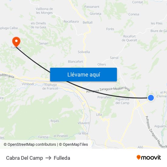Cabra Del Camp to Fulleda map