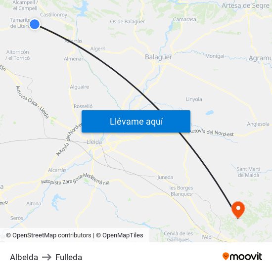 Albelda to Fulleda map