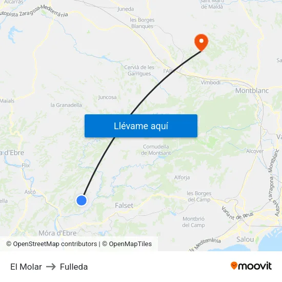 El Molar to Fulleda map