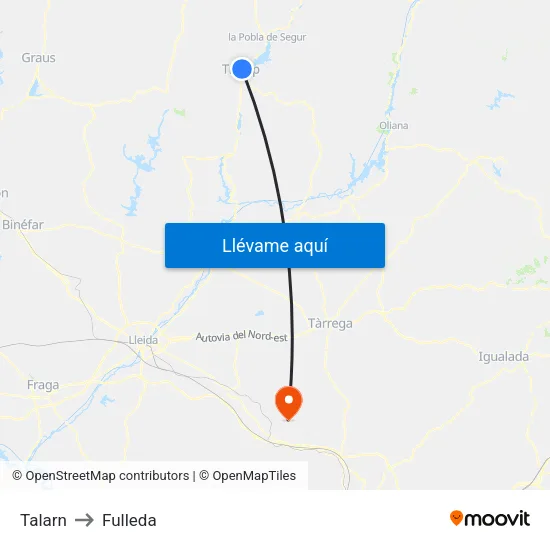 Talarn to Fulleda map