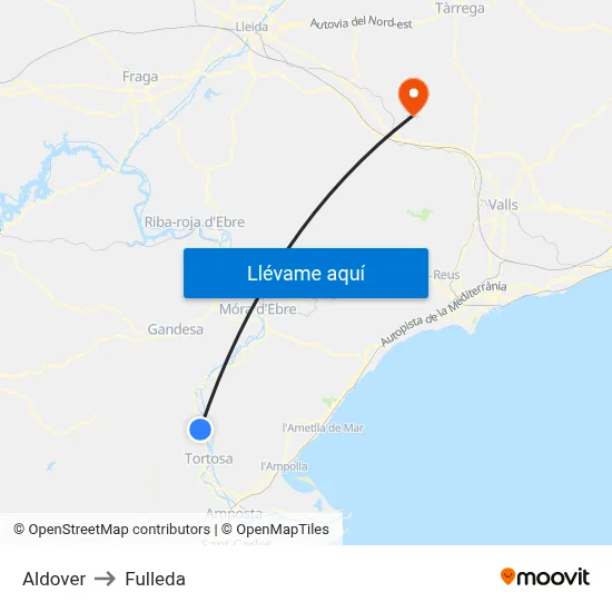 Aldover to Fulleda map