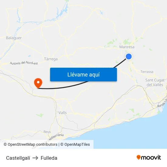 Castellgalí to Fulleda map