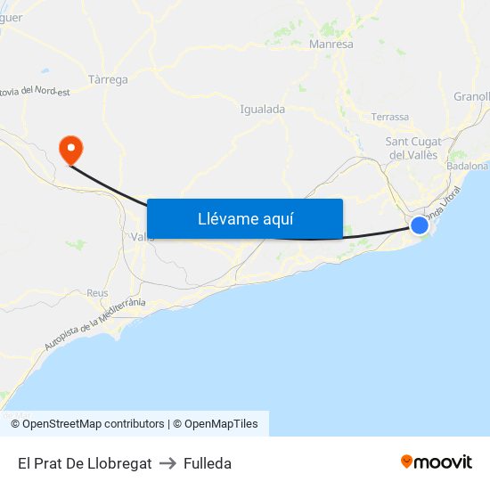El Prat De Llobregat to Fulleda map