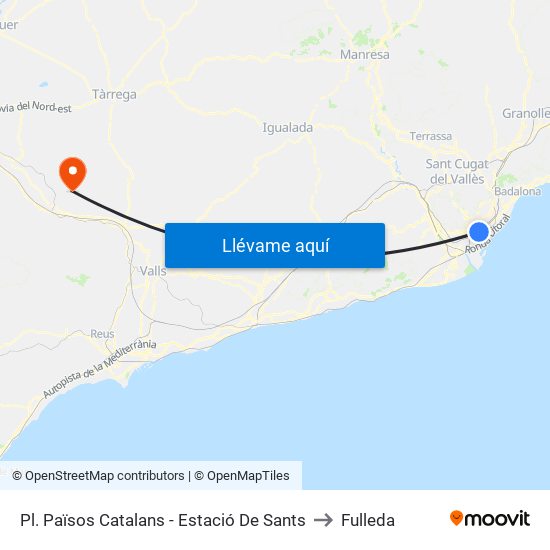 Pl. Països Catalans - Estació De Sants to Fulleda map