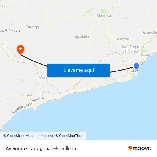 Av Roma - Tarragona to Fulleda map