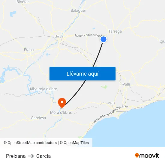 Preixana to Garcia map