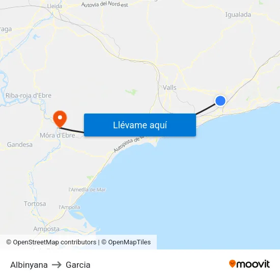 Albinyana to Garcia map