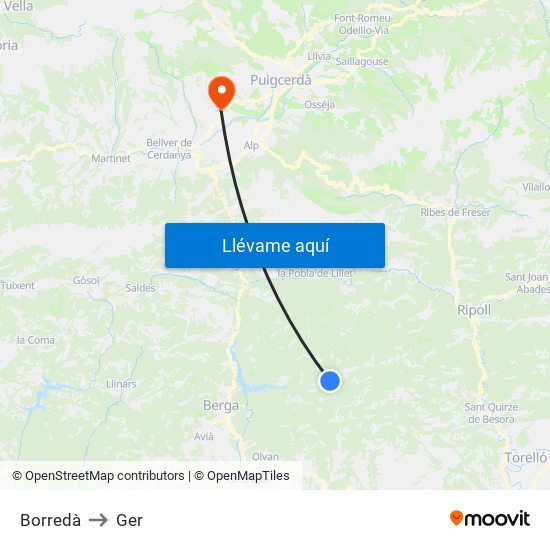 Borredà to Ger map