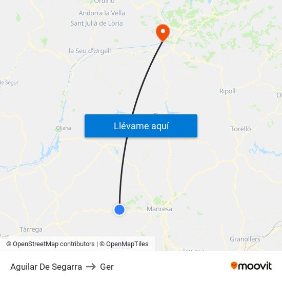 Aguilar De Segarra to Ger map