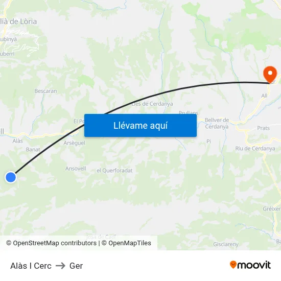 Alàs I Cerc to Ger map