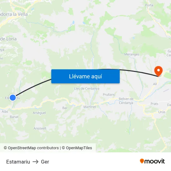 Estamariu to Ger map