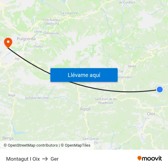 Montagut I Oix to Ger map