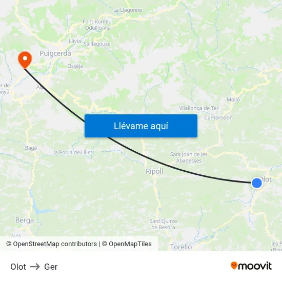 Olot to Ger map