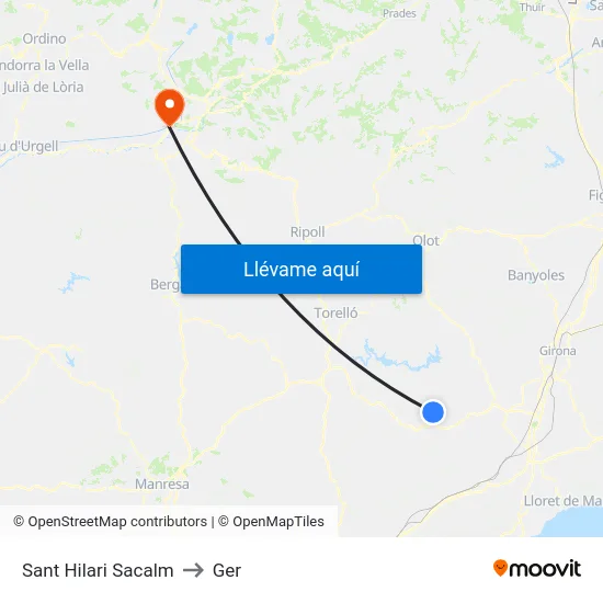 Sant Hilari Sacalm to Ger map