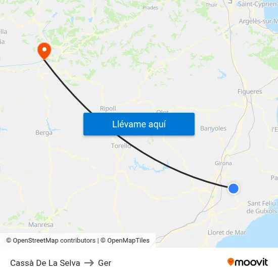 Cassà De La Selva to Ger map