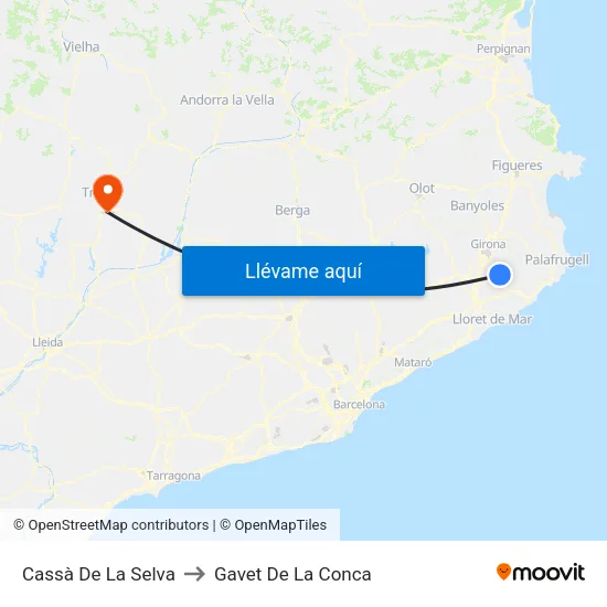Cassà De La Selva to Gavet De La Conca map