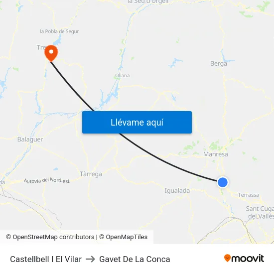 Castellbell I El Vilar to Gavet De La Conca map
