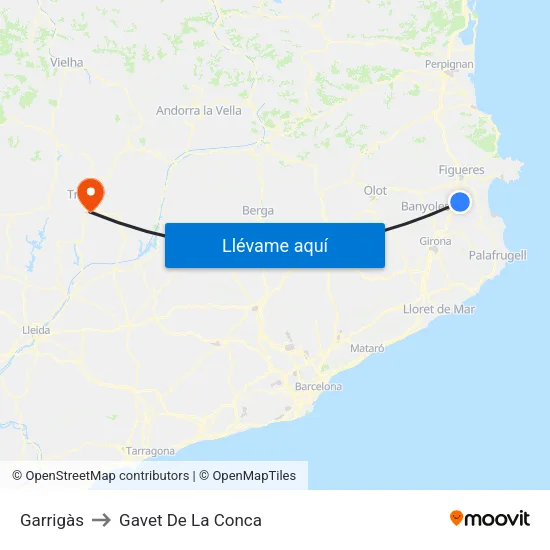 Garrigàs to Gavet De La Conca map