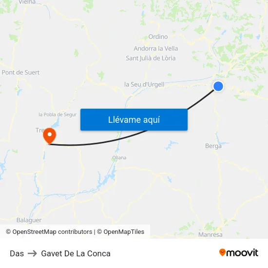 Das to Gavet De La Conca map