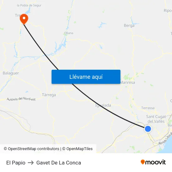 El Papio to Gavet De La Conca map