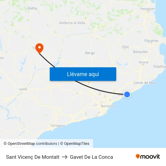 Sant Vicenç De Montalt to Gavet De La Conca map