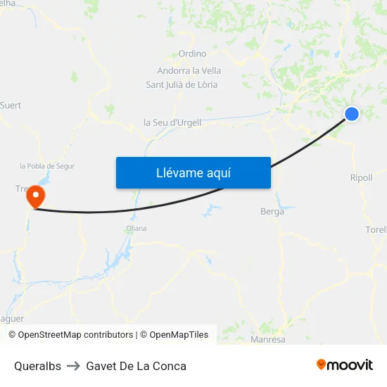 Queralbs to Gavet De La Conca map