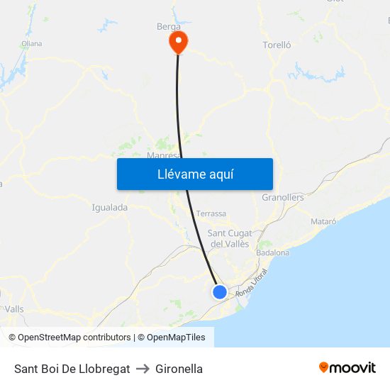 Sant Boi De Llobregat to Gironella map