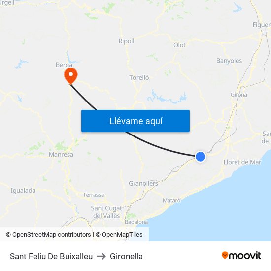 Sant Feliu De Buixalleu to Gironella map