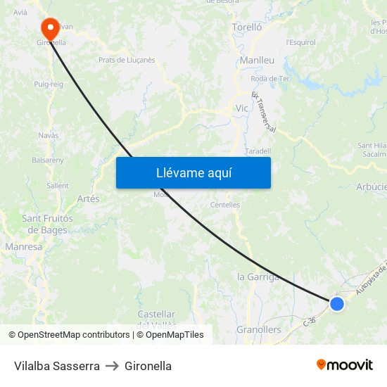 Vilalba Sasserra to Gironella map