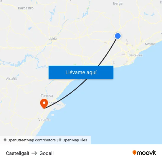 Castellgalí to Godall map