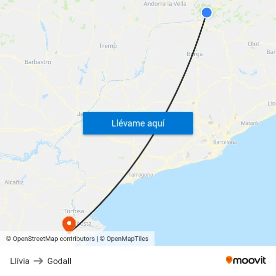 Llívia to Godall map