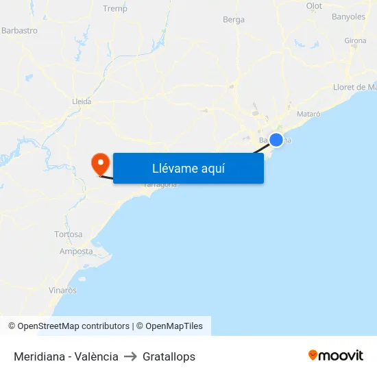 Meridiana - València to Gratallops map