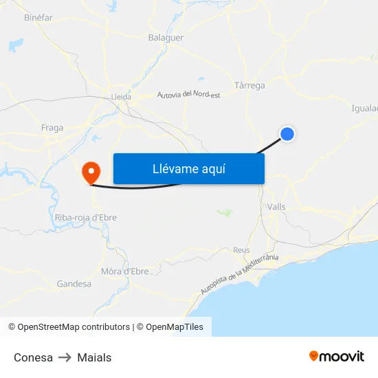 Conesa to Maials map