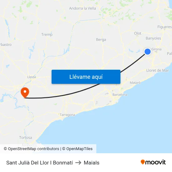 Sant Julià Del Llor I Bonmatí to Maials map