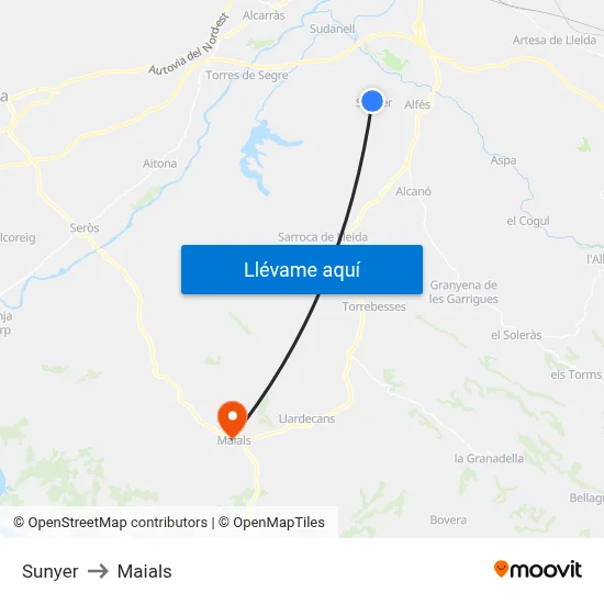 Sunyer to Maials map