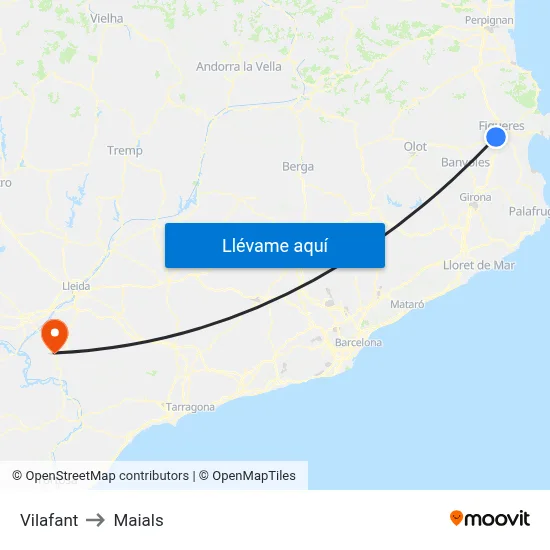 Vilafant to Maials map