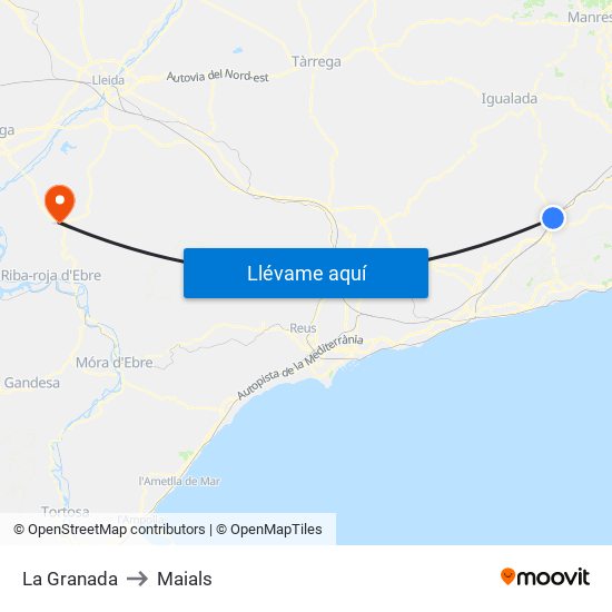 La Granada to Maials map