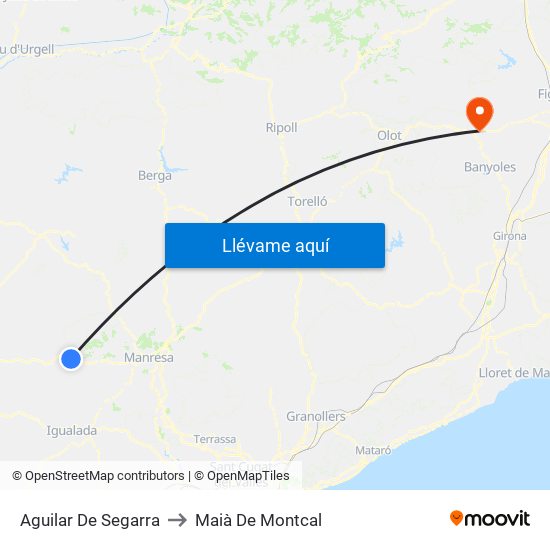 Aguilar De Segarra to Maià De Montcal map