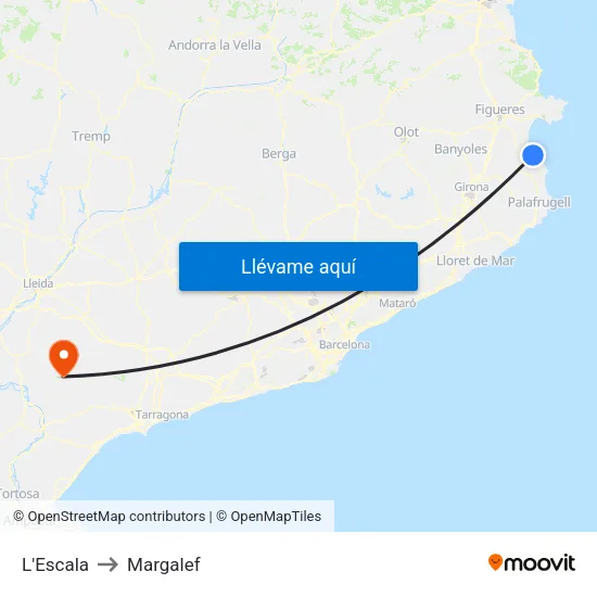 L'Escala to Margalef map