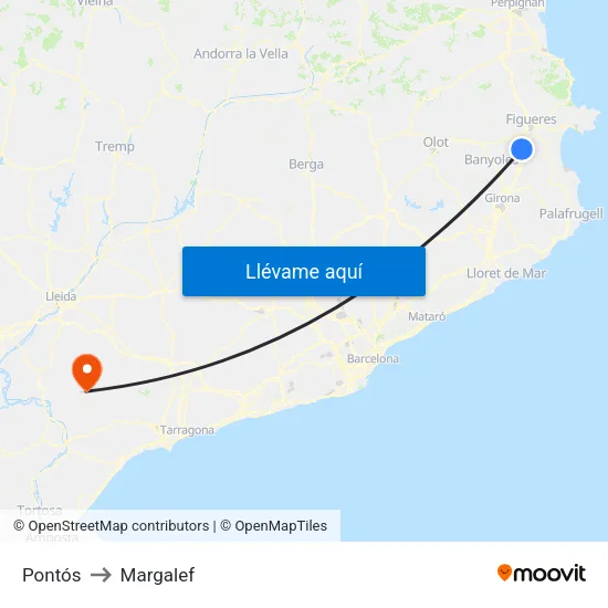 Pontós to Margalef map