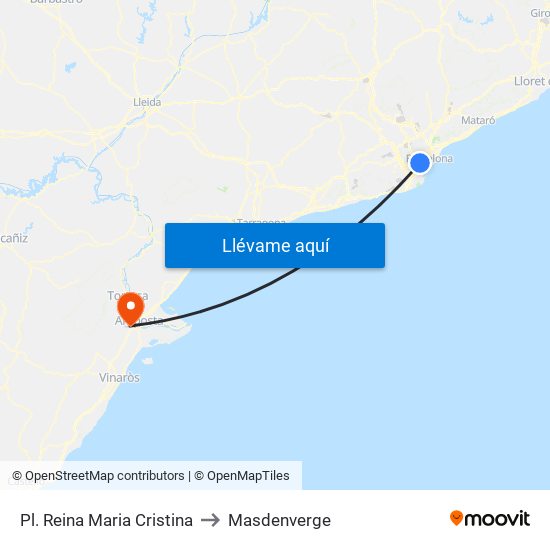 Pl. Reina Maria Cristina to Masdenverge map