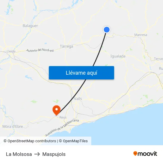 La Molsosa to Maspujols map