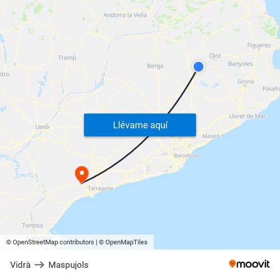 Vidrà to Maspujols map